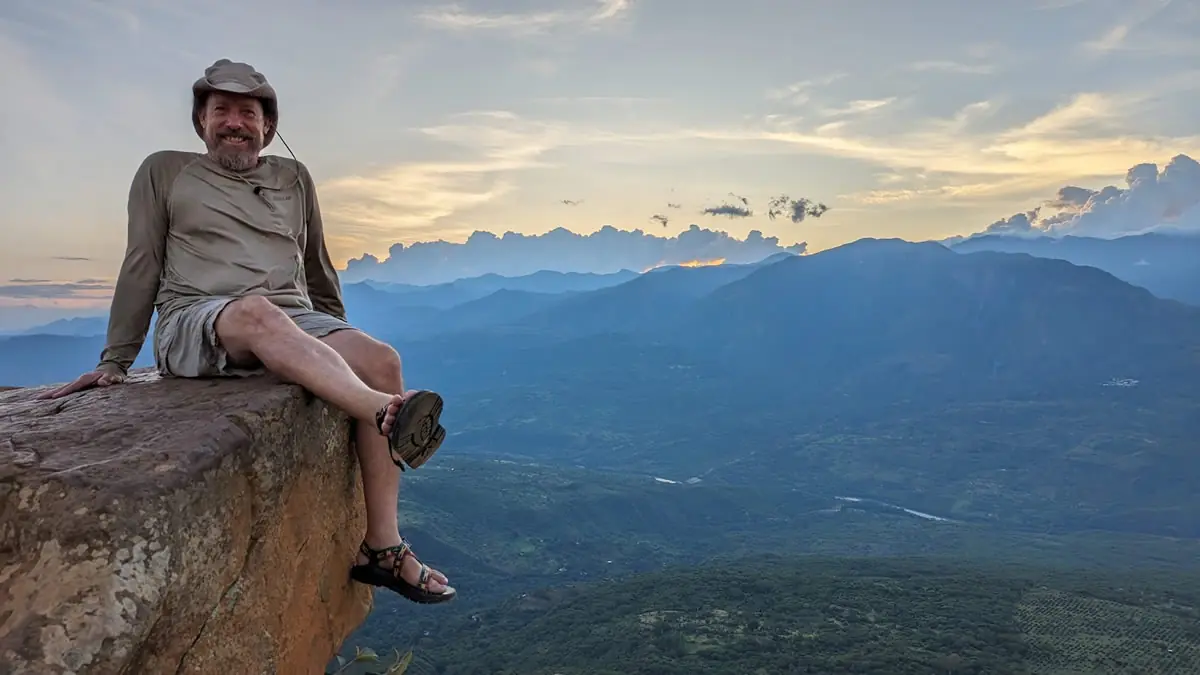 Fast Fred relaxing with a rad view of the Andes in Colombia near San Gil