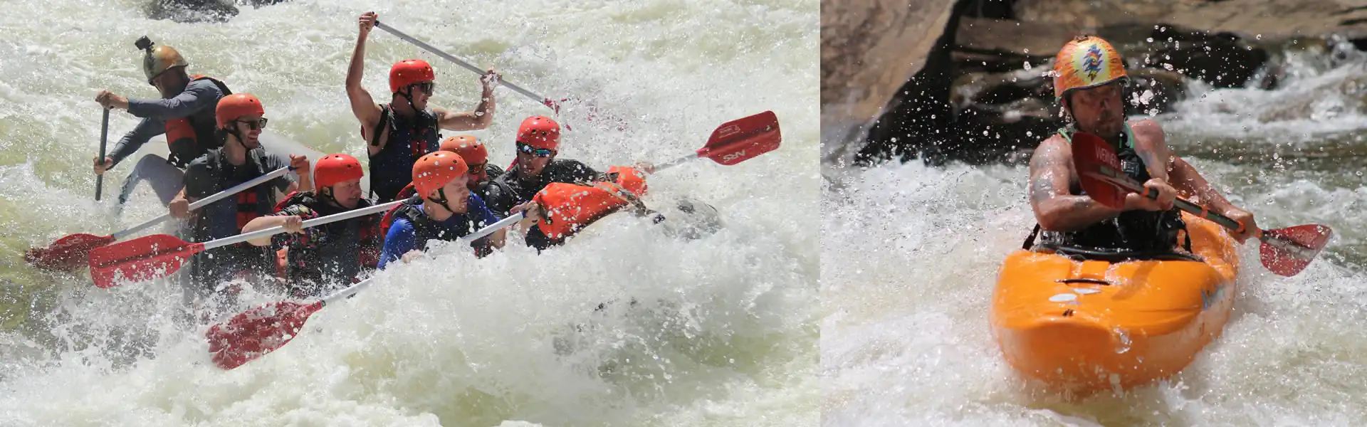 Fast Fred guiding a raft through intense whitewater on the Ocoee River
