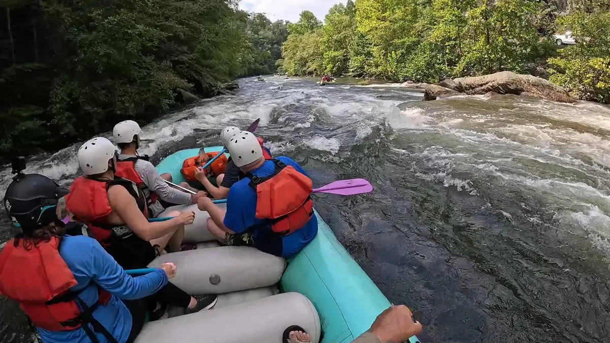 View from a raft entering Slingshot Rapid