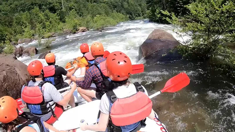 Raft navigating Blue Hole Rapid on the Upper Ocoee