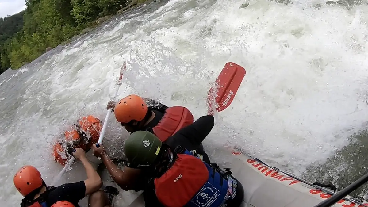 Fast Fred navigating the thrilling Roach Motel rapid on the Upper Ocoee River in Tennessee; crashing through Hungry Mother!