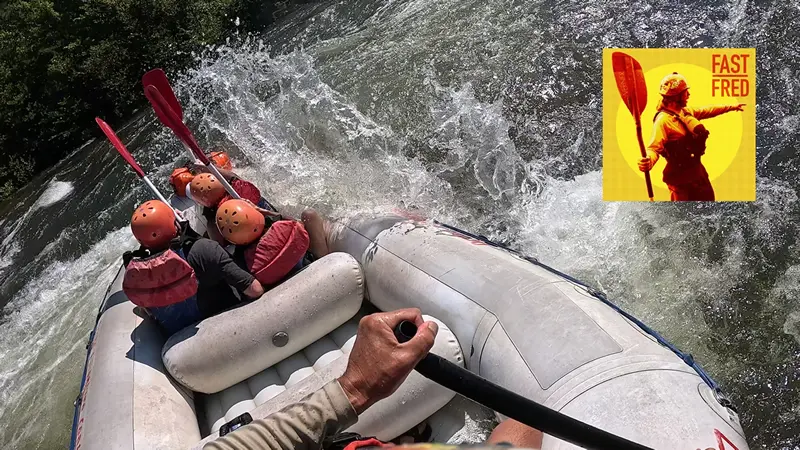 Rafts waiting to surf at Tombstone Rapid on the Upper Ocoee