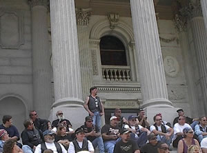 FastFred at the 2001 Motorcycle Awareness Rally at Statehouse steps 