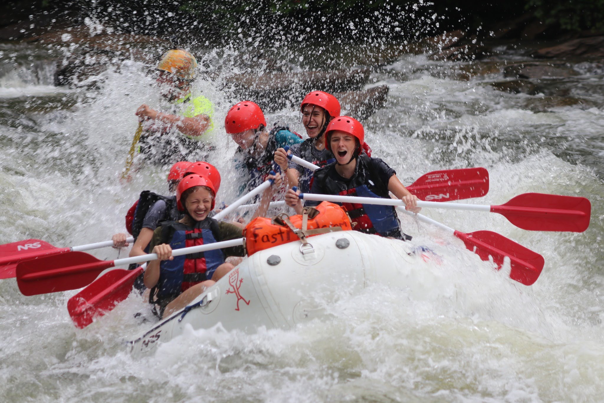 Happy rafting guests make a big splash