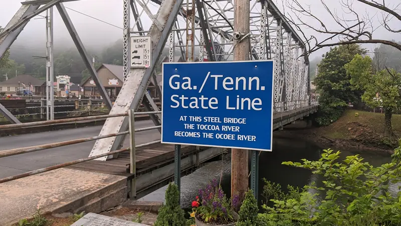 GA/TN where the Toccoa River of GA becomes the Ocoee River of TN at this steel bridge