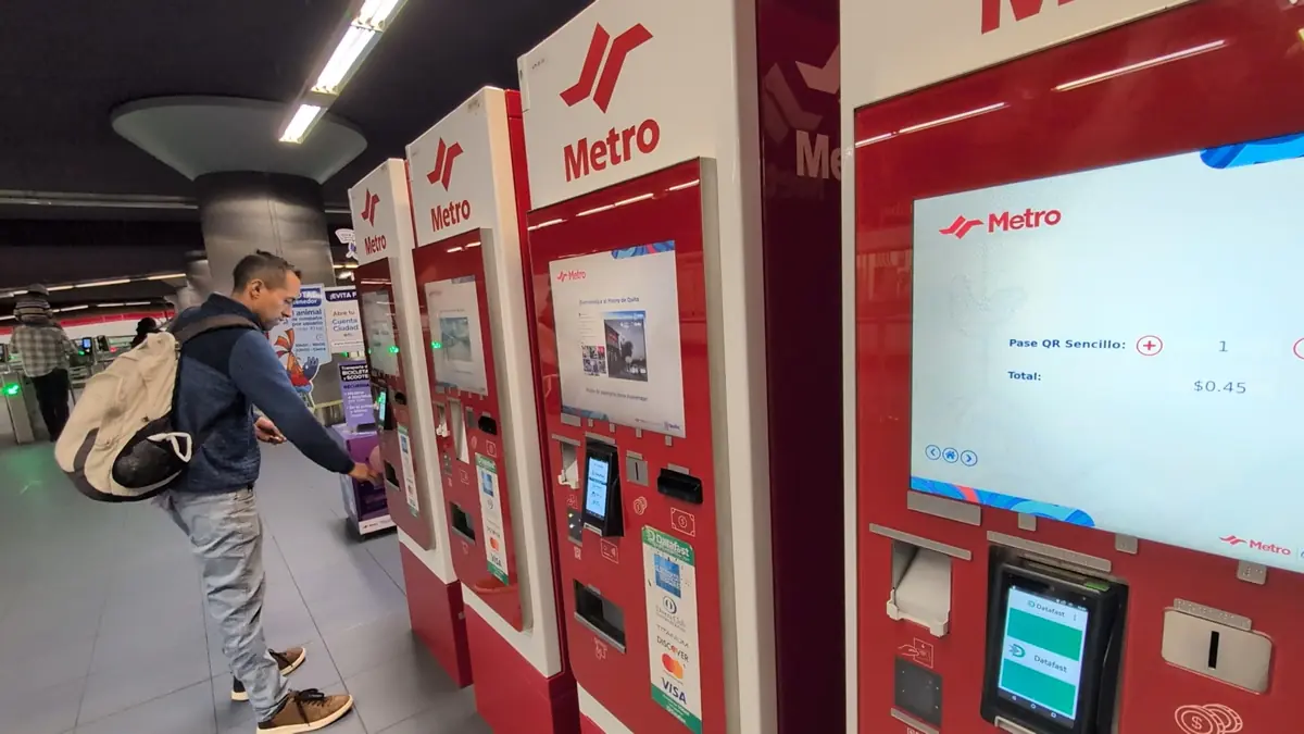 Metro ticket machines with gates in the background