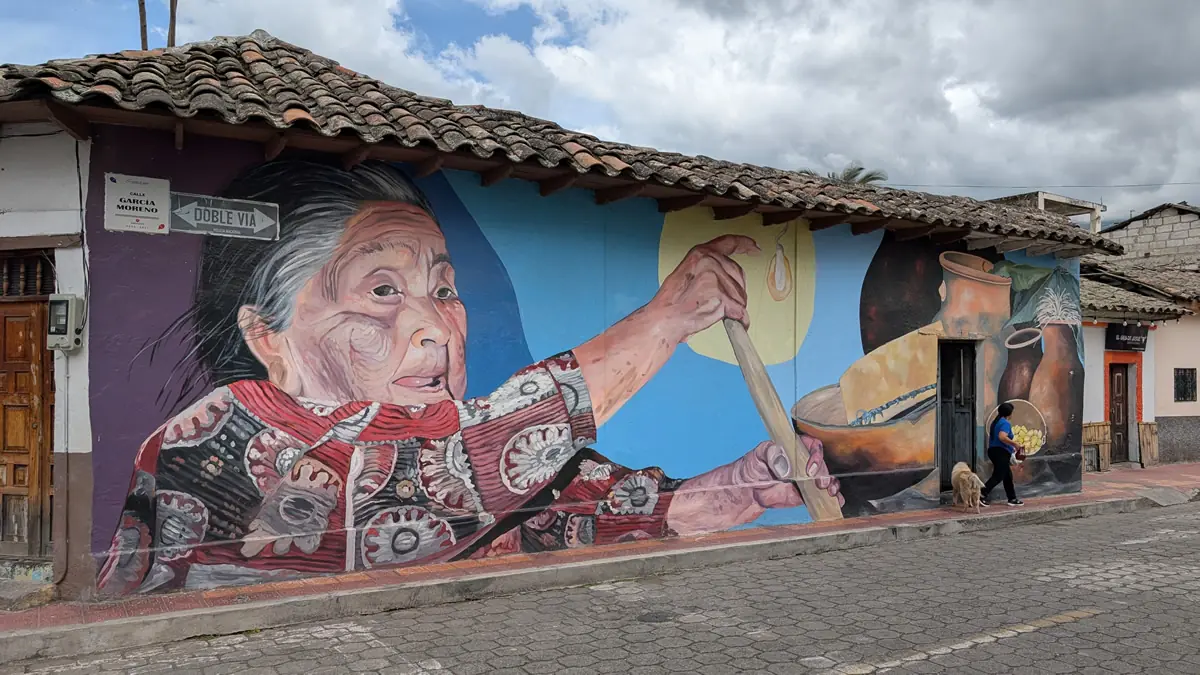 Locals sharing a meal of cuy near the cemetery in Cotacachi during Día de los Difuntos