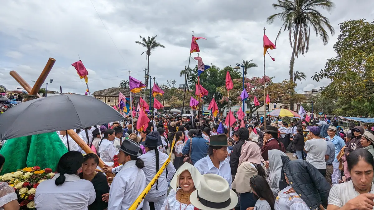 Traditional Good Friday procession and religious ceremonies in Cotacachi, Ecuador