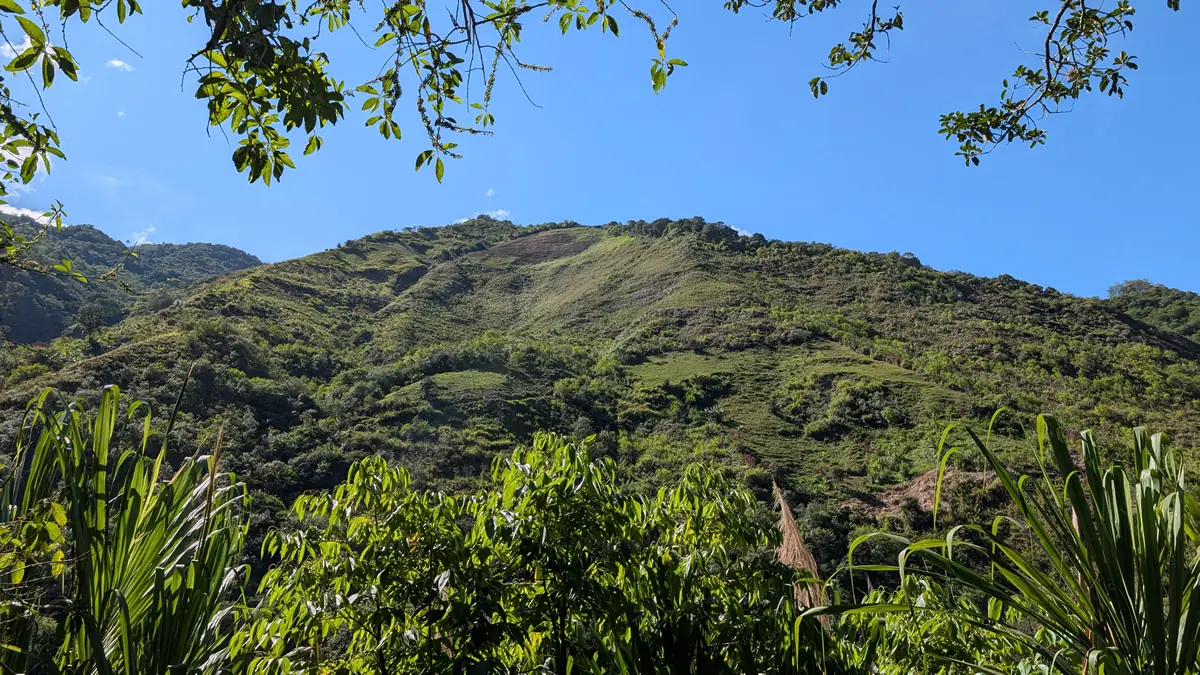 Sweeping view of the lush Intag Valley landscape in the Andes of Ecuador
