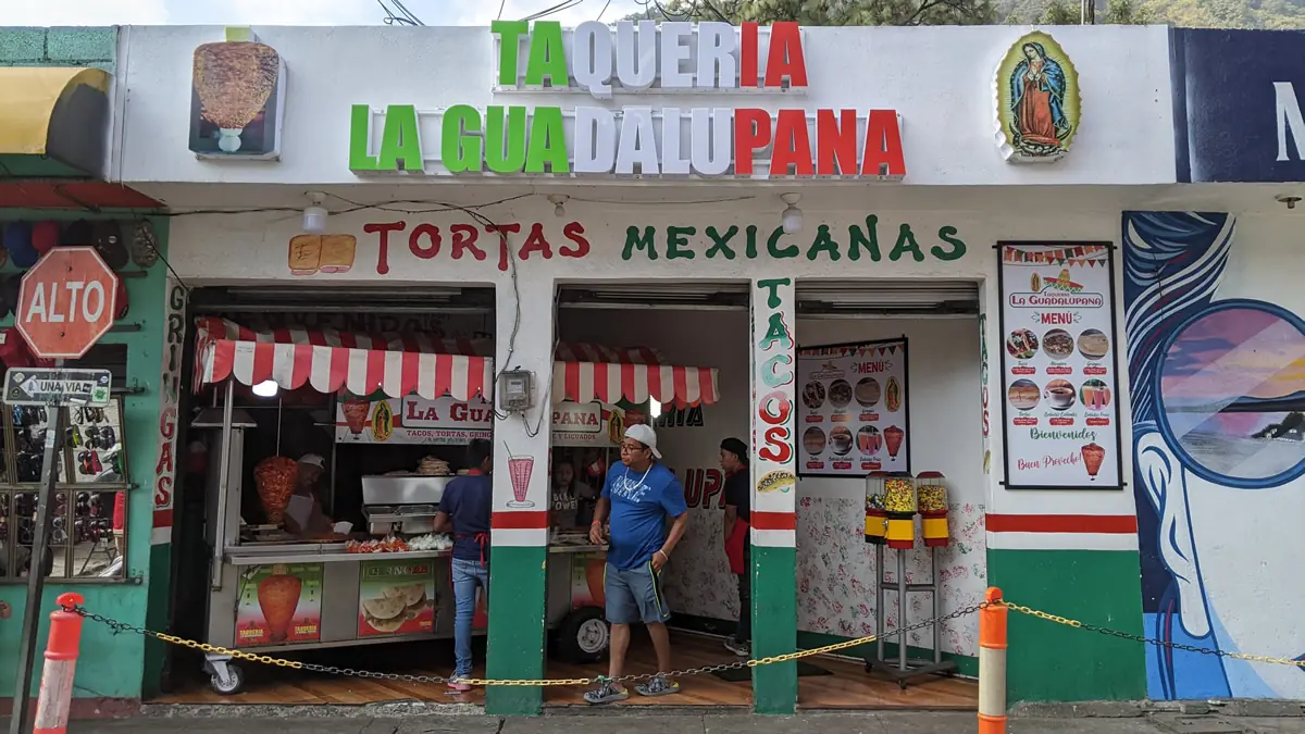 Exterior of Taqueria La Guadalupana, a local spot for authentic Mexican street food.