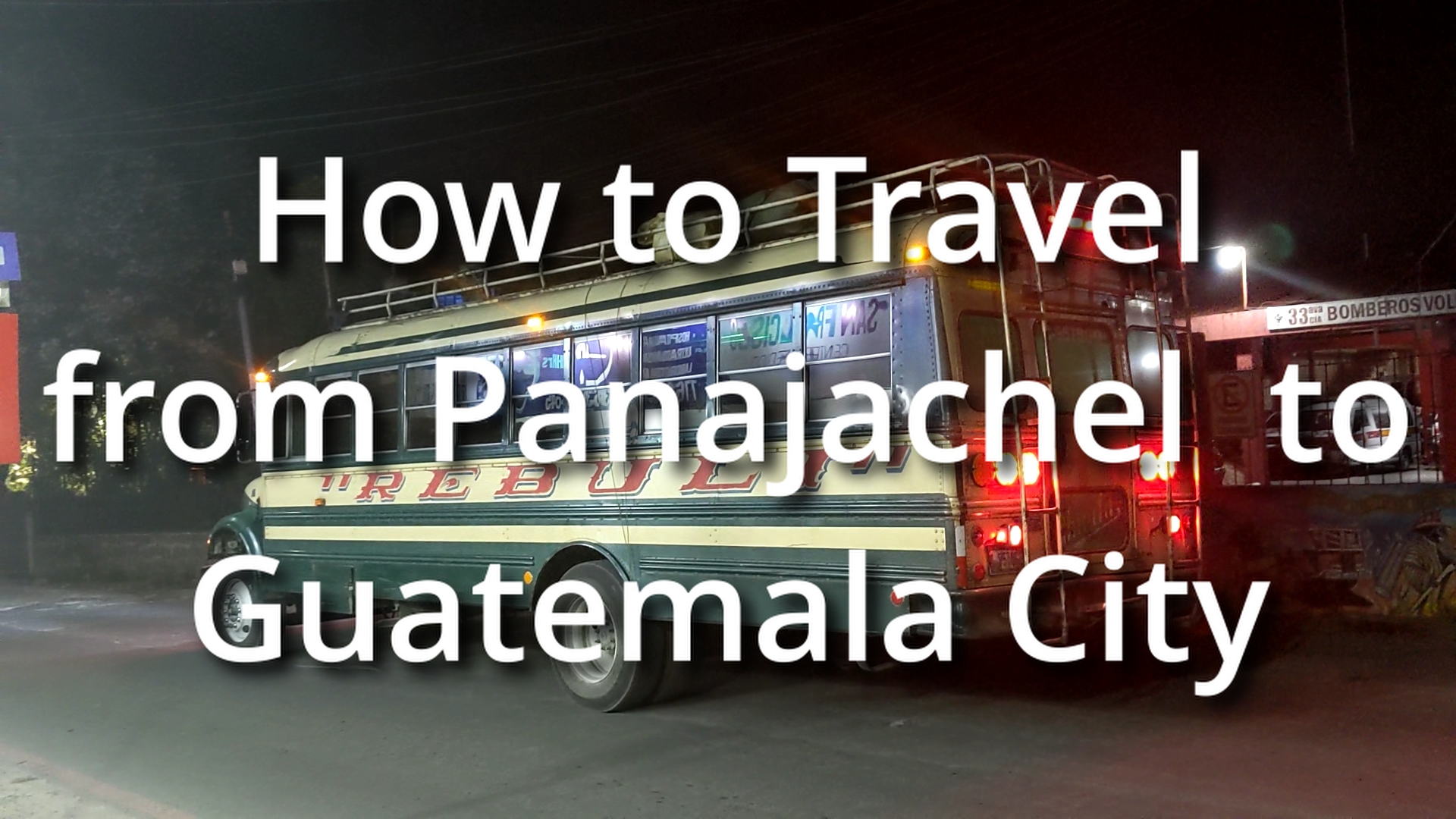 Colorful checken bus in Panajachel Guatemala at 4:30 AM
