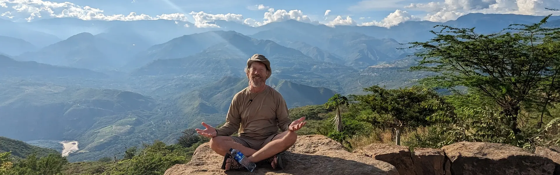 Fast Fred meditating on a mountain overlooking the Andes near San Gil Colombia
