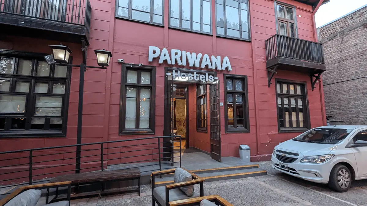 The lively Pariwana Hostel in a colorful neighborhood with active nightlife in Santiago, Chile