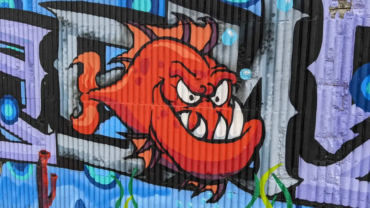 Artwork on the external walls of the Veracruza Aquarium in Mexico