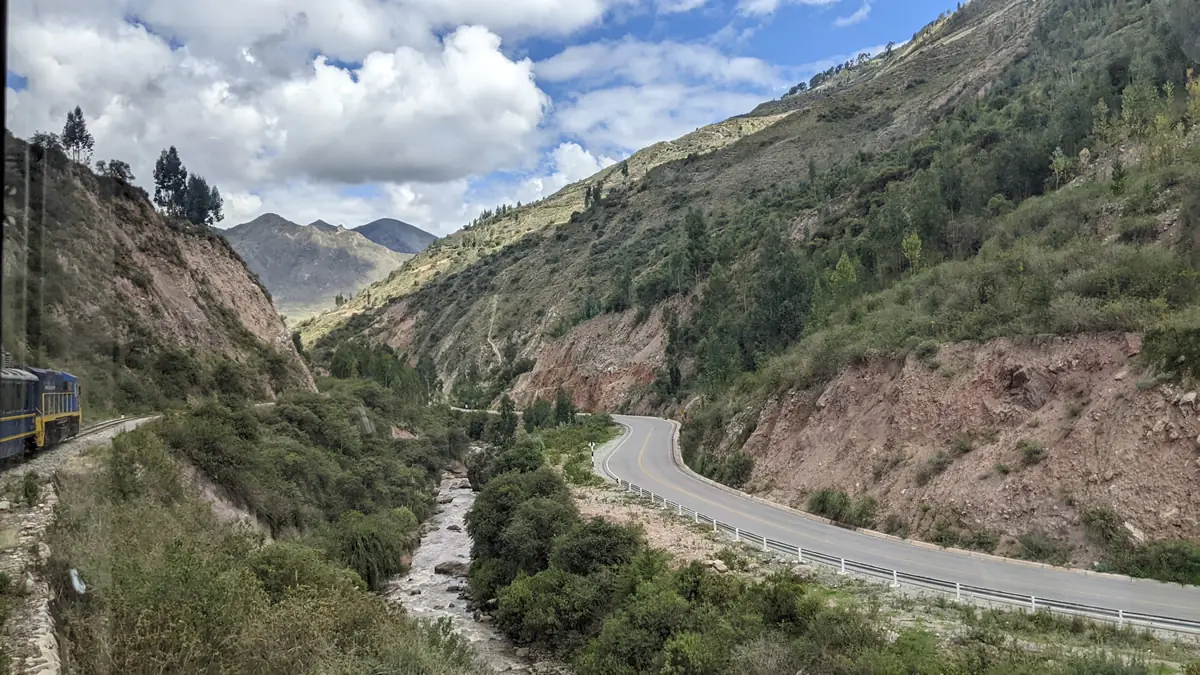 My view riding the train to Machu Picchu from Cusco after the strike