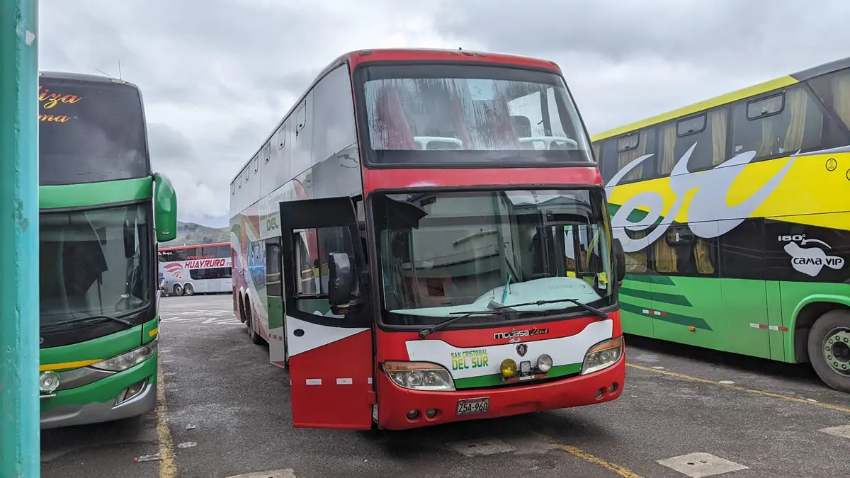 A typical long-distance bus terminal in Peru, an essential transit hub for navigating the country on a budget and seeing the countryside.